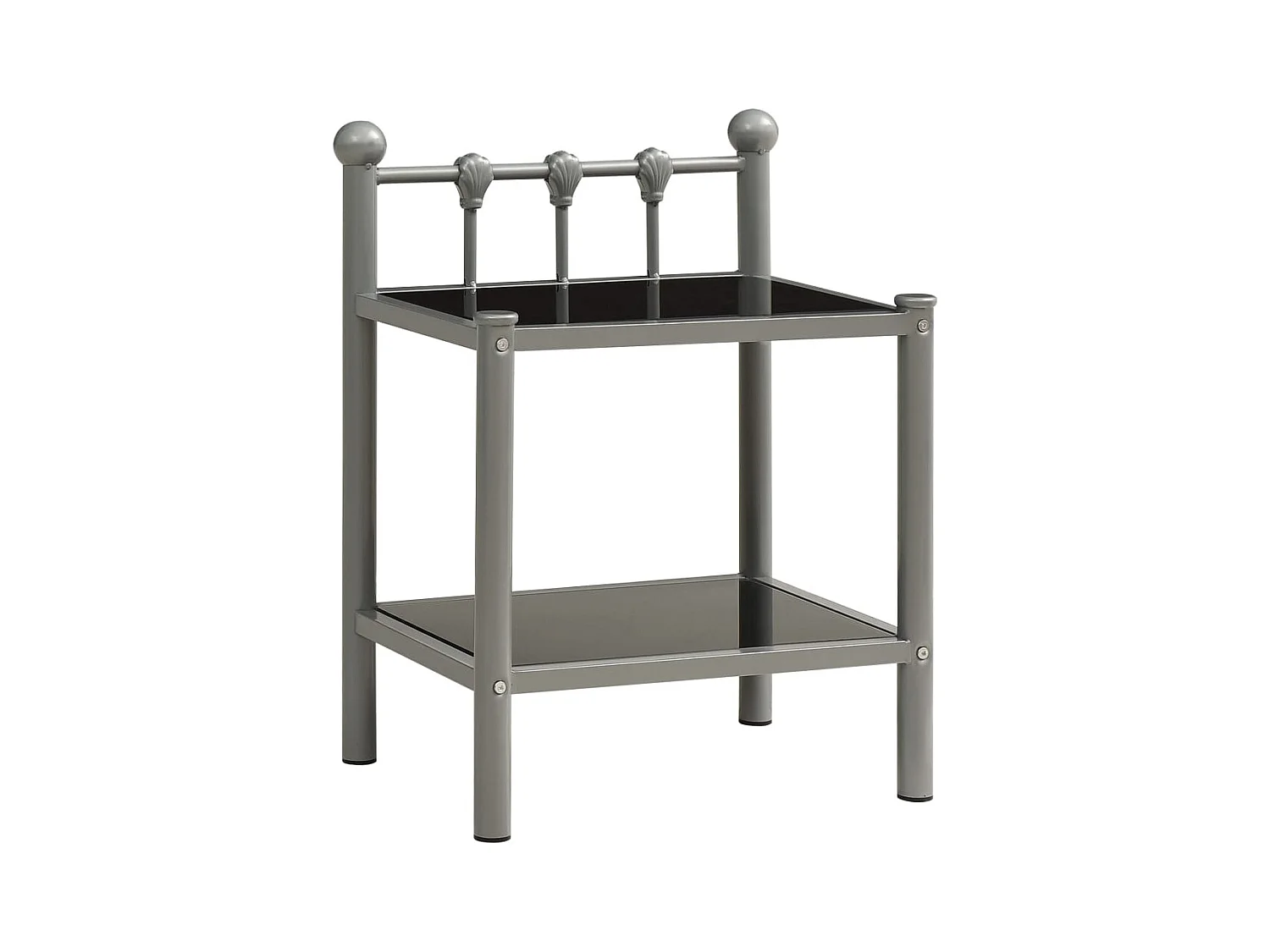 Lot de 2 Tables de chevet-Tables d'appoint avec Compartiments Ouverts Gris et noir Métal et verre