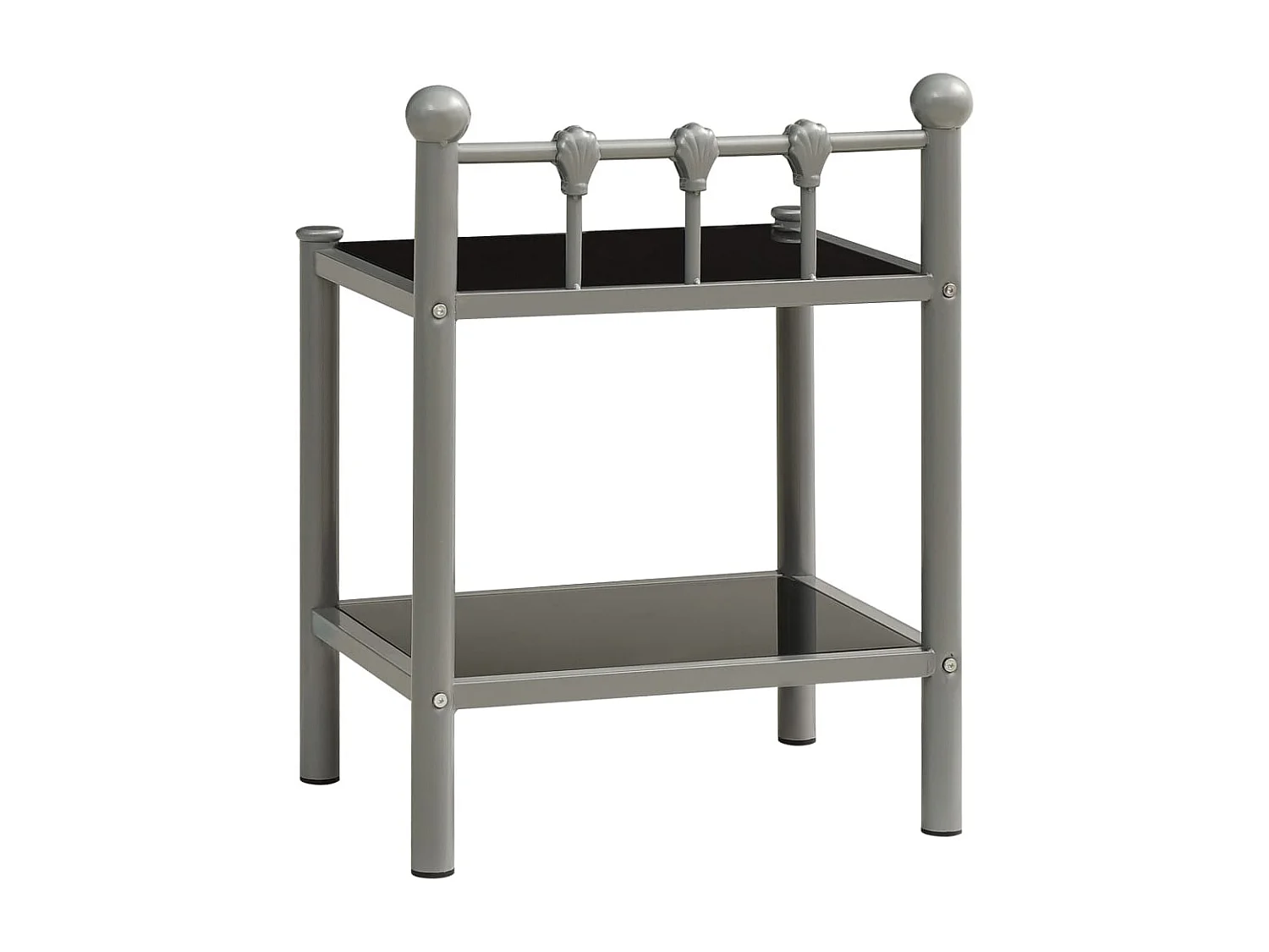 Lot de 2 Tables de chevet-Tables d'appoint avec Compartiments Ouverts Gris et noir Métal et verre