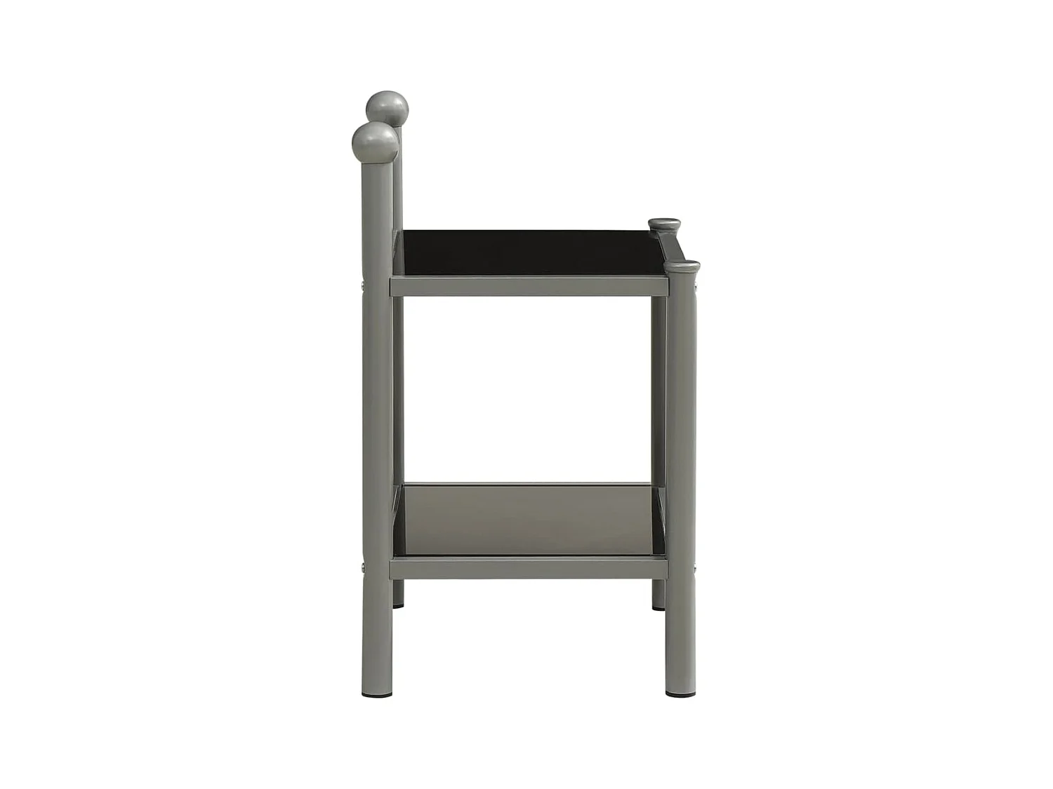 Mesitas de noche | Mesilla de noche 2 unidades metal y vidrio gris y negro