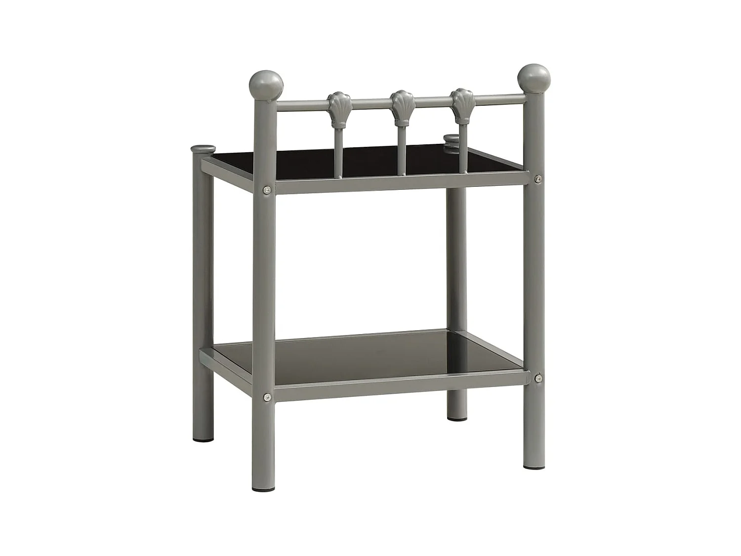 Mesitas de noche | Mesilla de noche 2 unidades metal y vidrio gris y negro