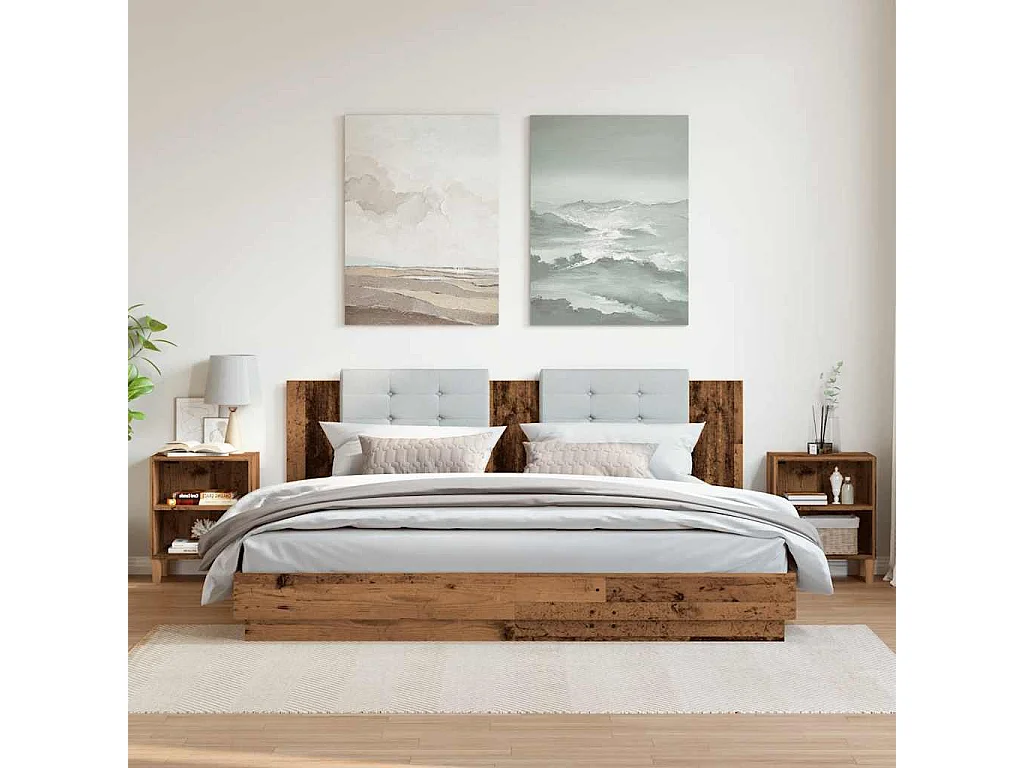 Nachttisch 2er Set-Beistelltisch-Nachttischkommode Altholz-Optik 40x30x50 cm Holzwerkstoff SHL78450