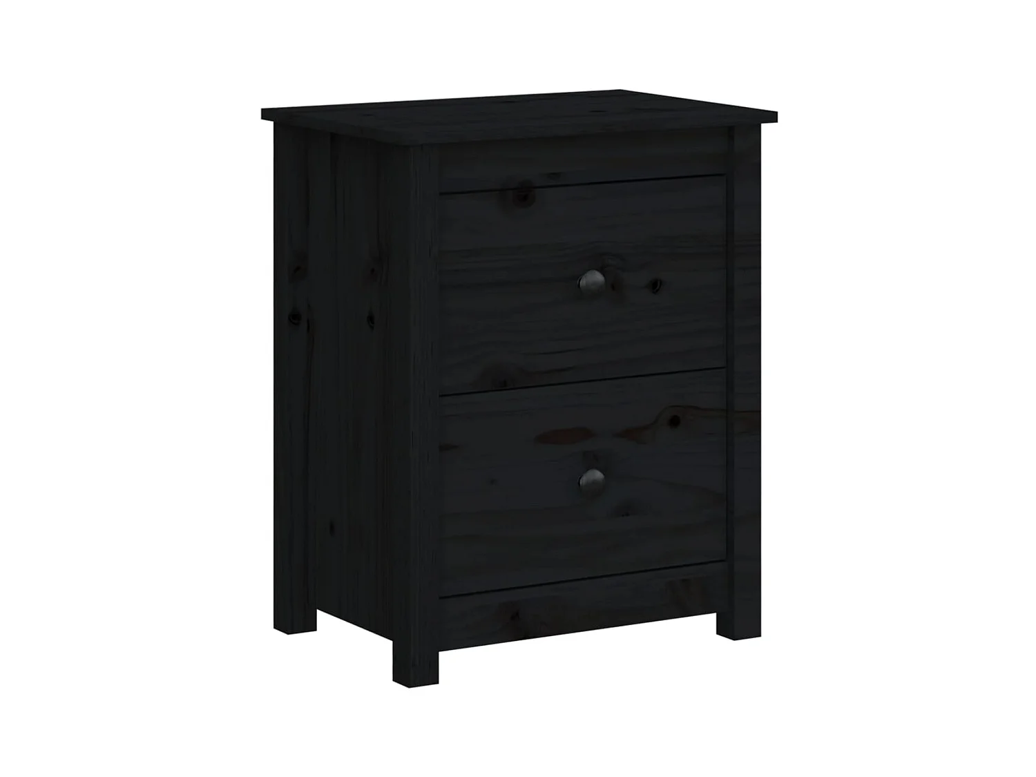 Mesitas de noche | Mesilla de noche 2 uds madera maciza de pino negra 50x35x61,5cm