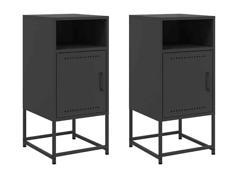 Tables de chevet lot de 2 avec rangement noir 36x39x78 cm acier