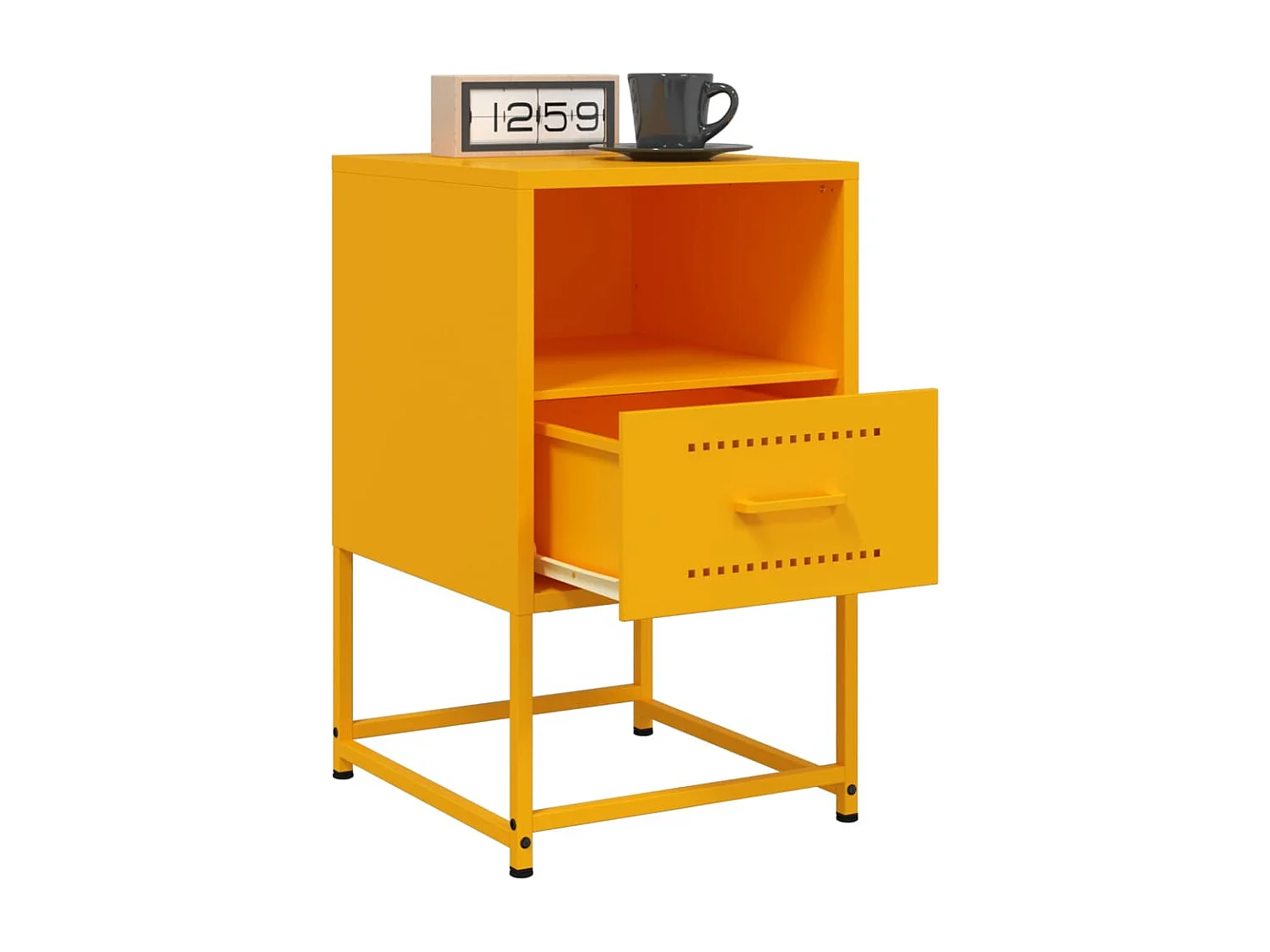 Nachttisch 2er Set-Beistelltisch-Nachttischkommode Senfgelb 36x39x60,5 cm Stahl SHL97404