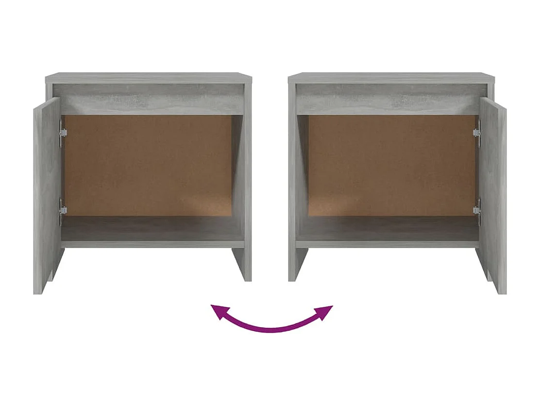 Mesita de noche | Mesilla de noche madera ingeniería gris hormigón 45x34x44,5 cm