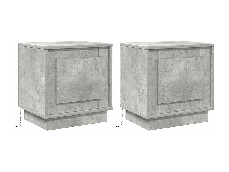 Lot de 2 Tables de chevet avec rangement Gris béton 44x34,5x45 cm