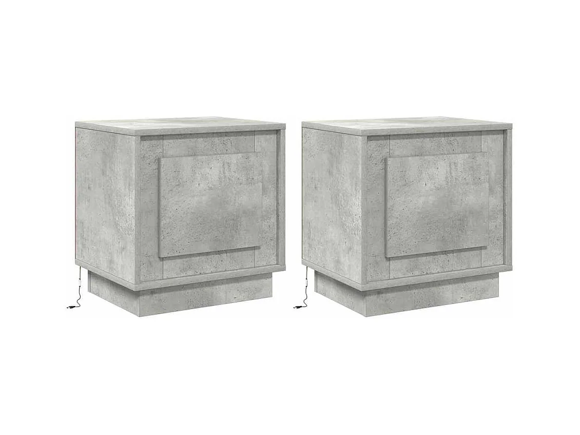 Mesita de Noche | Armario de Noche 2 uds Gris hormigón 44x34.5x45 cm