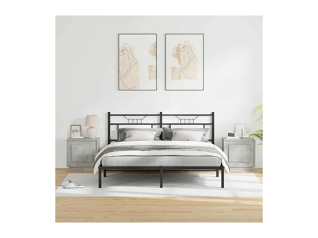 Mesita de Noche | Armario de Noche 2 uds Gris hormigón 44x34.5x45 cm