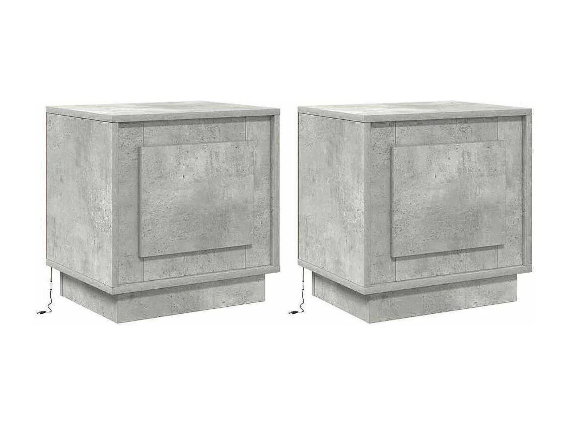 Lot de 2 Tables de chevet avec rangement Gris béton 44x34,5x45 cm