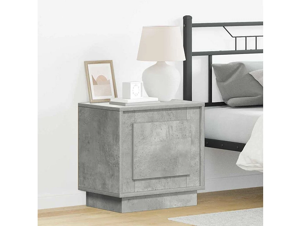 Lot de 2 Tables de chevet avec rangement Gris béton 44x34,5x45 cm