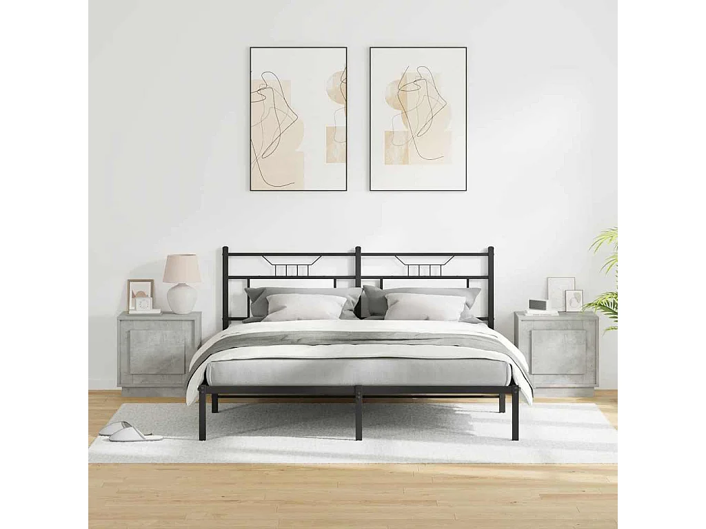 Lot de 2 Tables de chevet avec rangement Gris béton 44x34,5x45 cm