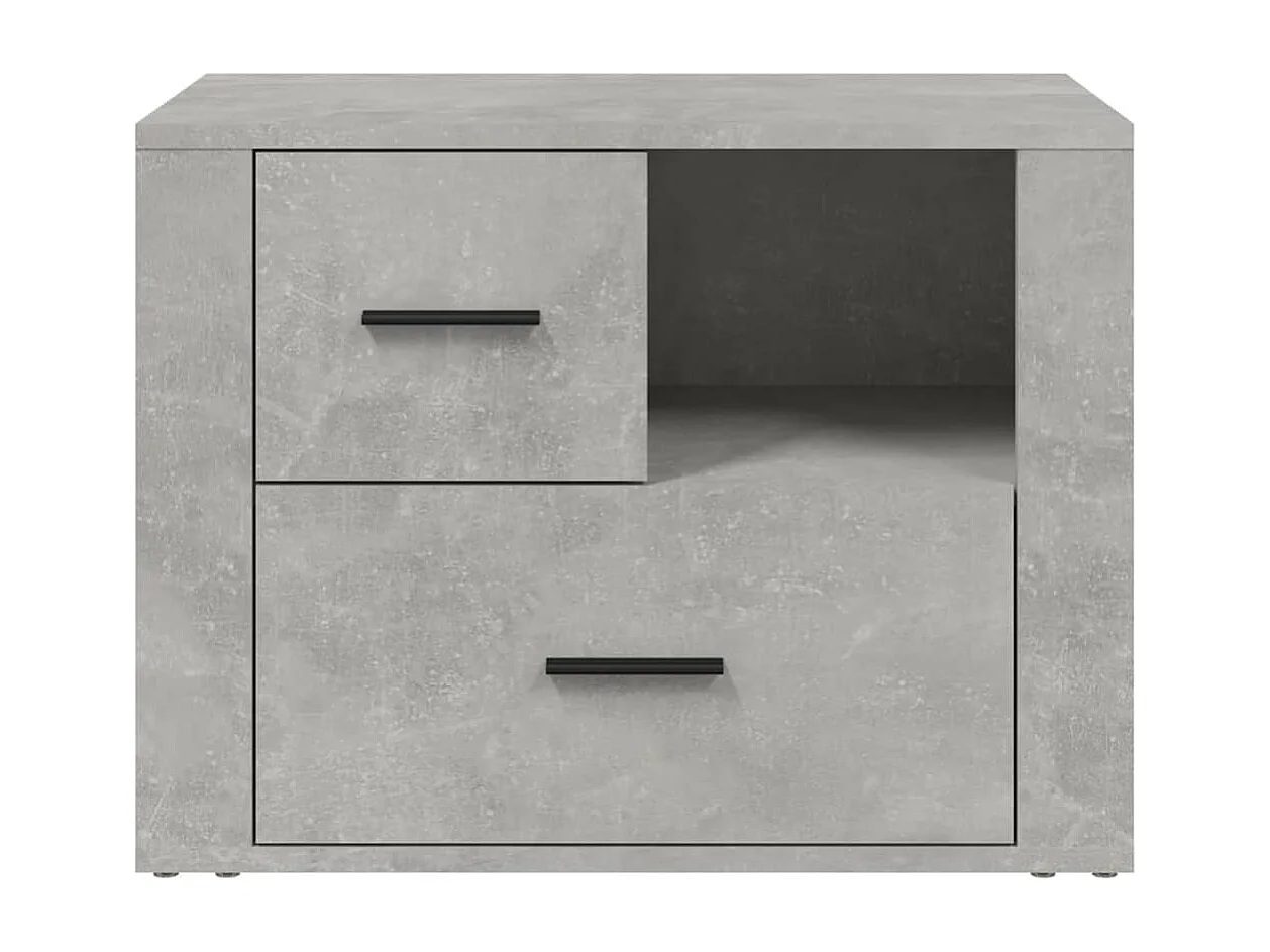 Mesita de noche | Mesilla de noche madera contrachapada gris hormigón 60x36x45 cm