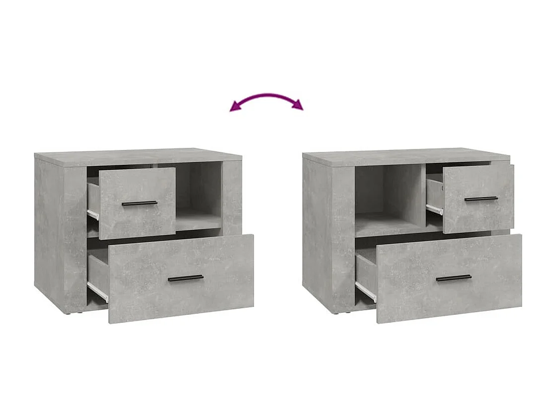 Nachttisch-Beistelltisch Betongrau 60x36x45 cm Holzwerkstoff SHL775