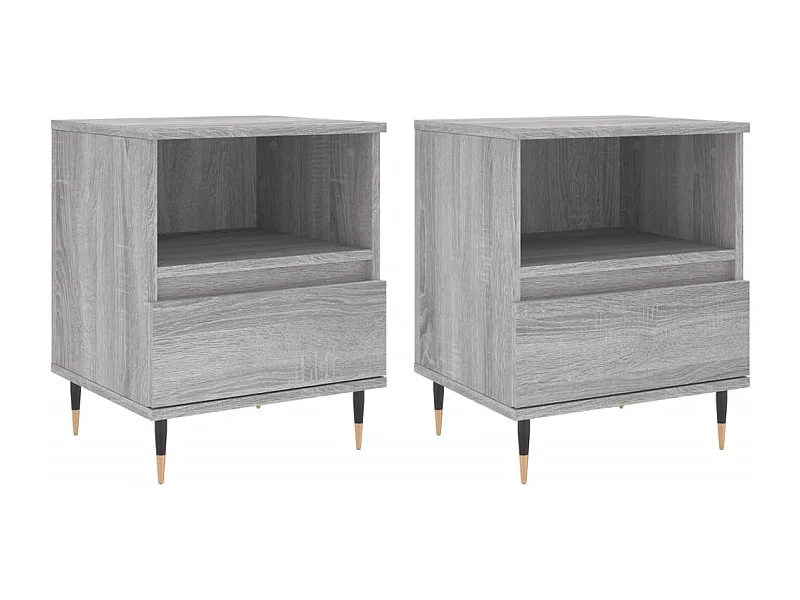 Lot de 2 Tables de chevet avec rangement sonoma gris 40x35x50 cm bois ingénierie