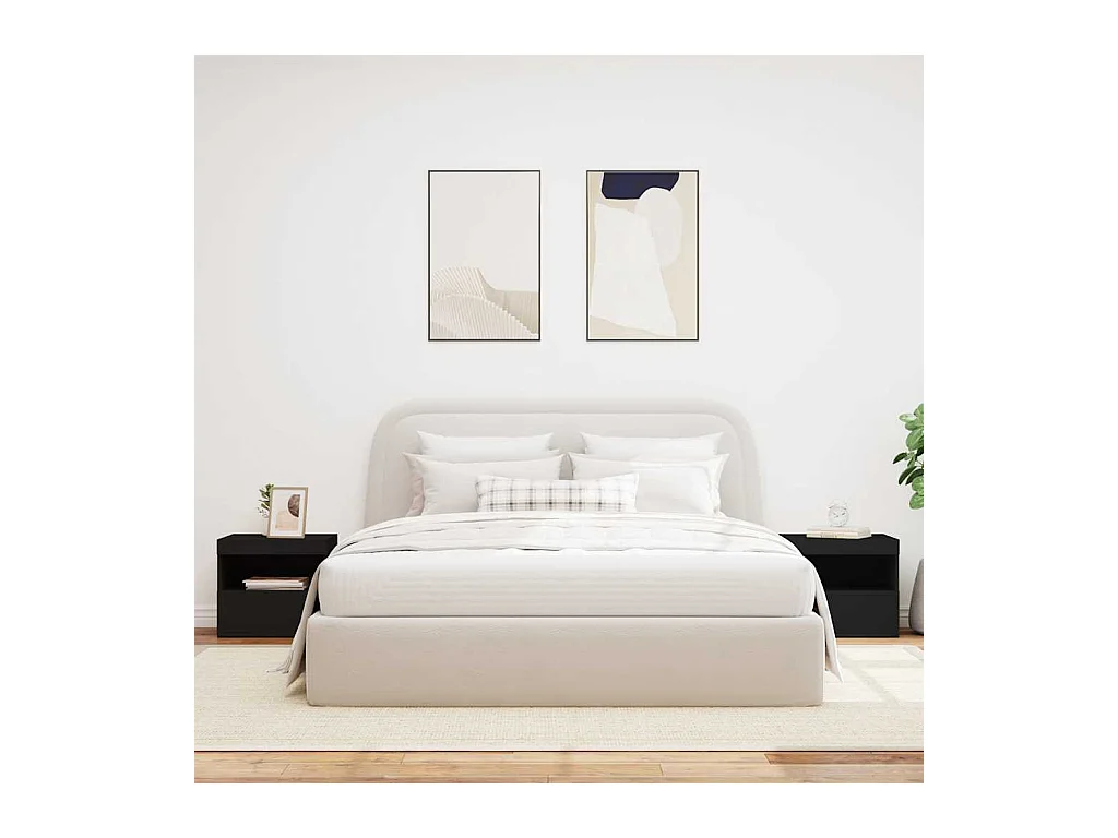 Mesitas de noche | Mesilla de noche con luces LED 2 unidades negro 50x40x45 cm