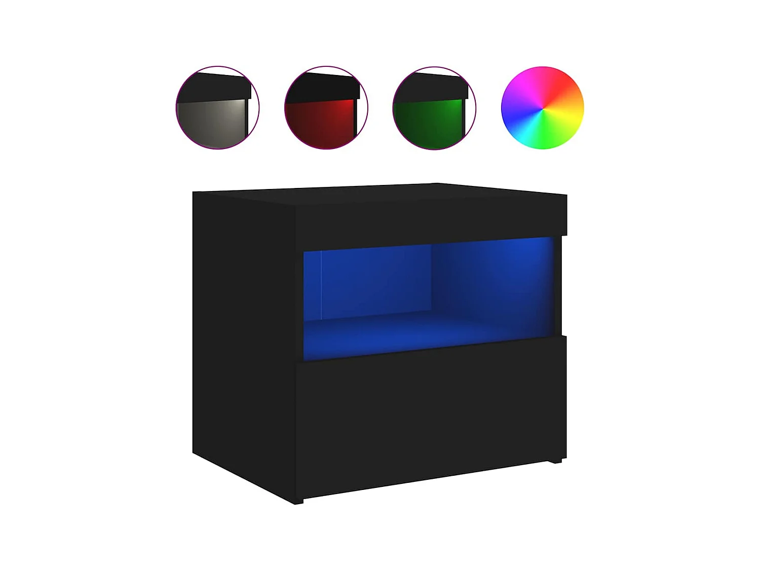 Mesitas de noche | Mesilla de noche con luces LED 2 unidades negro 50x40x45 cm