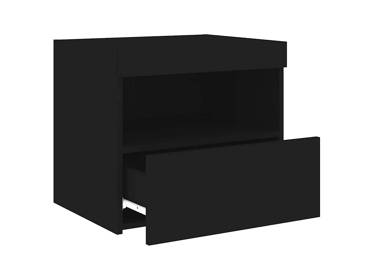 Mesitas de noche | Mesilla de noche con luces LED 2 unidades negro 50x40x45 cm