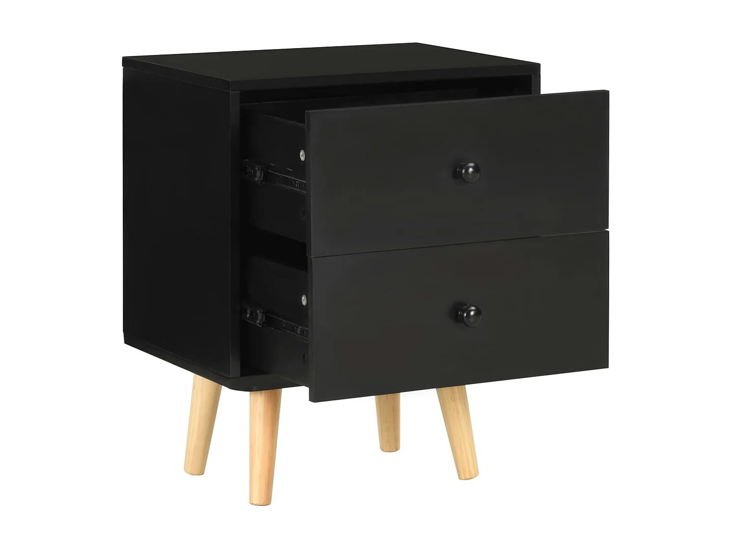 Mesitas de noche | Mesilla de noche 2 unidades madera maciza pino negro 40x30x50cm