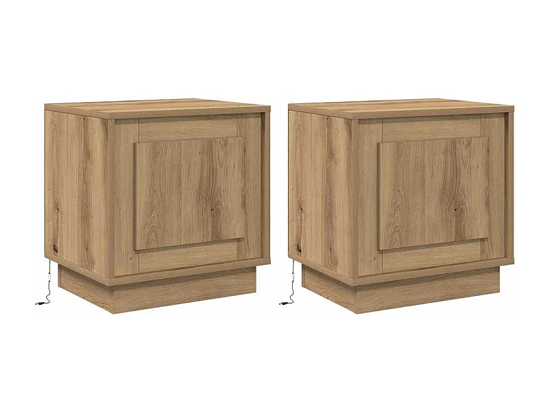Mesita de Noche | Armario de Noche 2 uds Roble artisan 44x34.5x45 cm