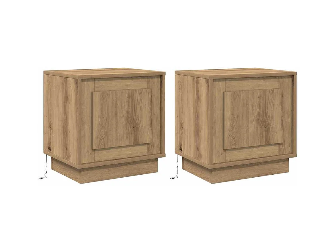 Mesita de Noche | Armario de Noche 2 uds Roble artisan 44x34.5x45 cm