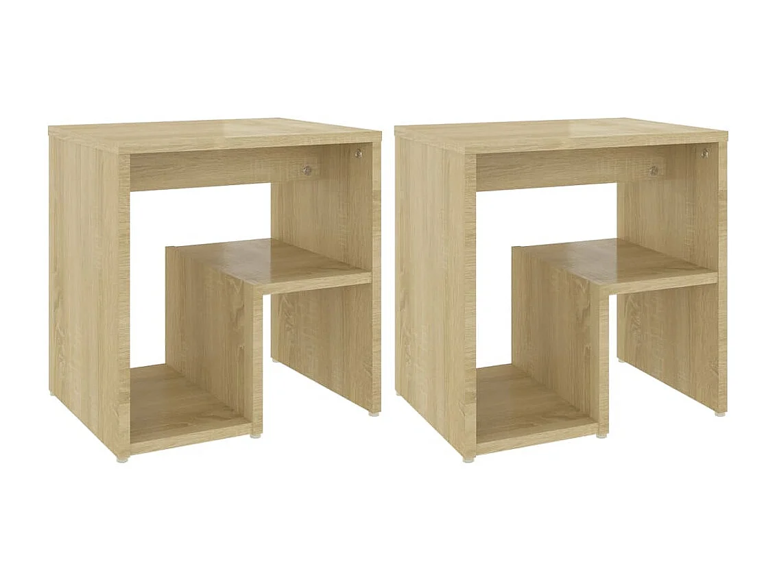 Nachttisch 2er Set-Beistelltisch Sonoma-Eiche 40x30x40 cm Holzwerkstoff SHL15595
