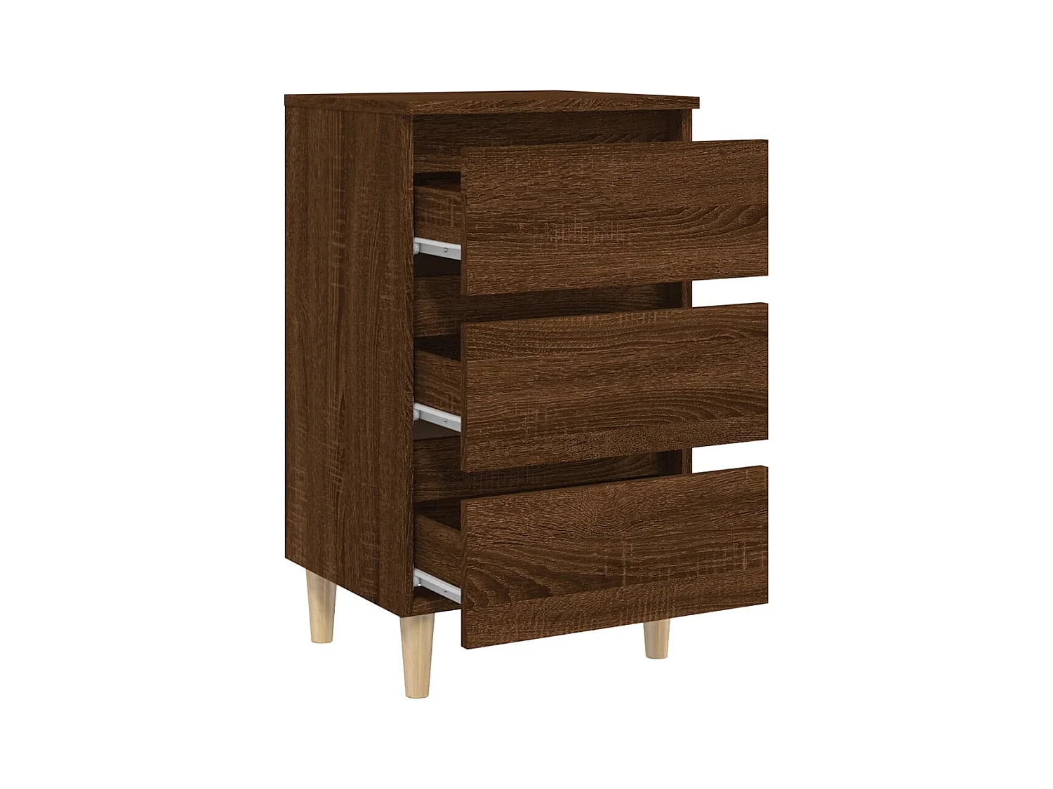 Mesita de noche | Mesilla de noche patas madera maciza marrón roble 40x35x69 cm