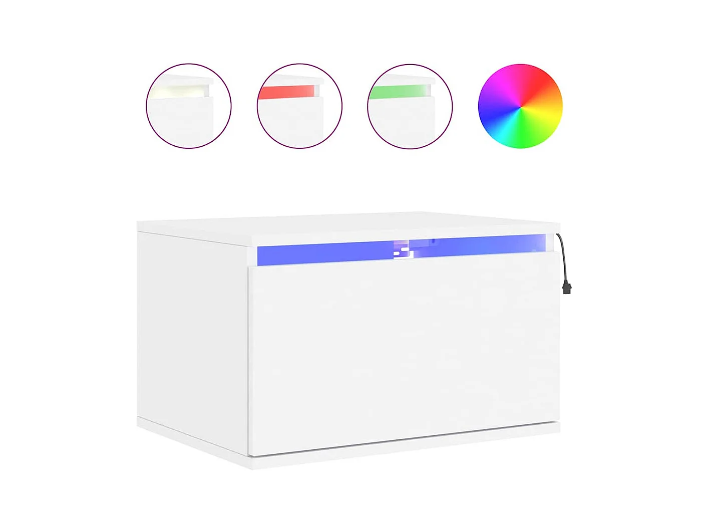 Mesita de noche | Mesilla de noche de pared con luces LED blanco