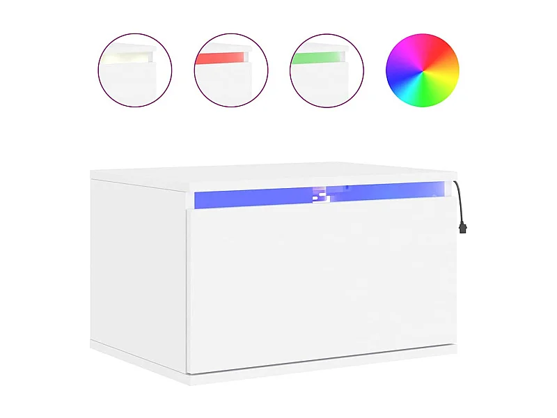 Table de chevet suspendue avec Éclairage LED-Table d'appoint pour Chambre blanc