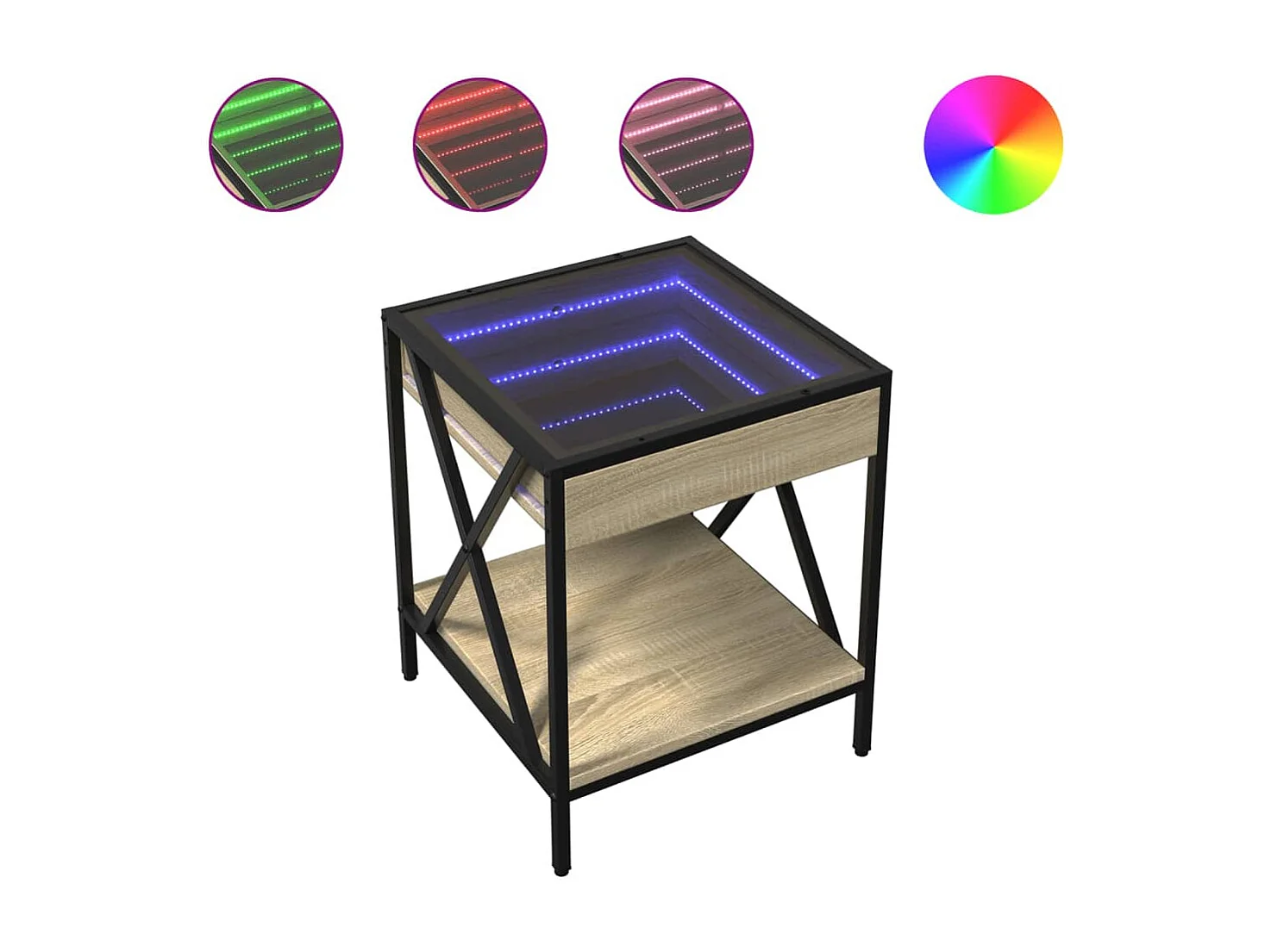 Mesita de noche | Mesilla de noche con Infinity LED roble Sonoma 40x40x49 cm