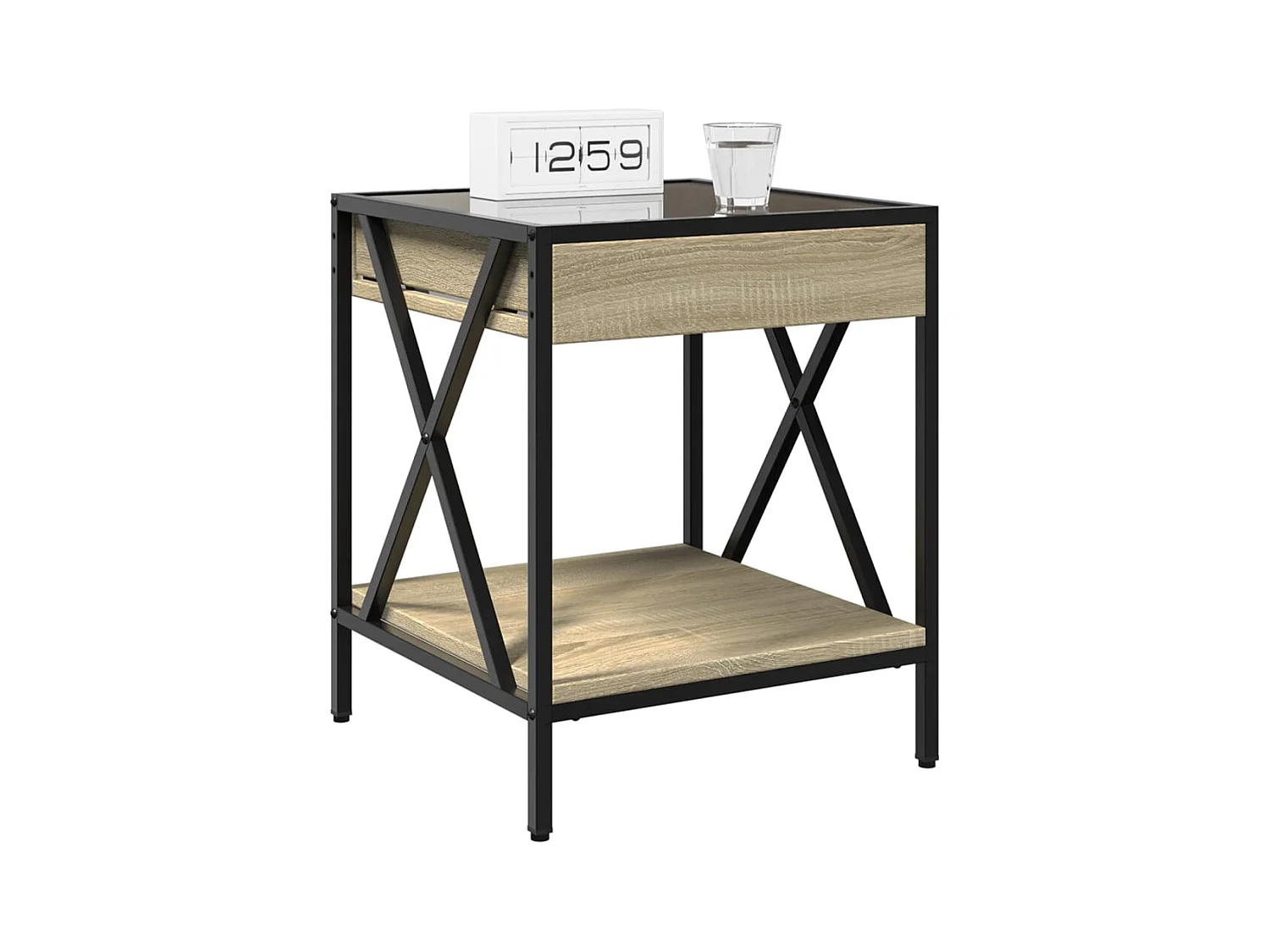 Mesita de noche | Mesilla de noche con Infinity LED roble Sonoma 40x40x49 cm