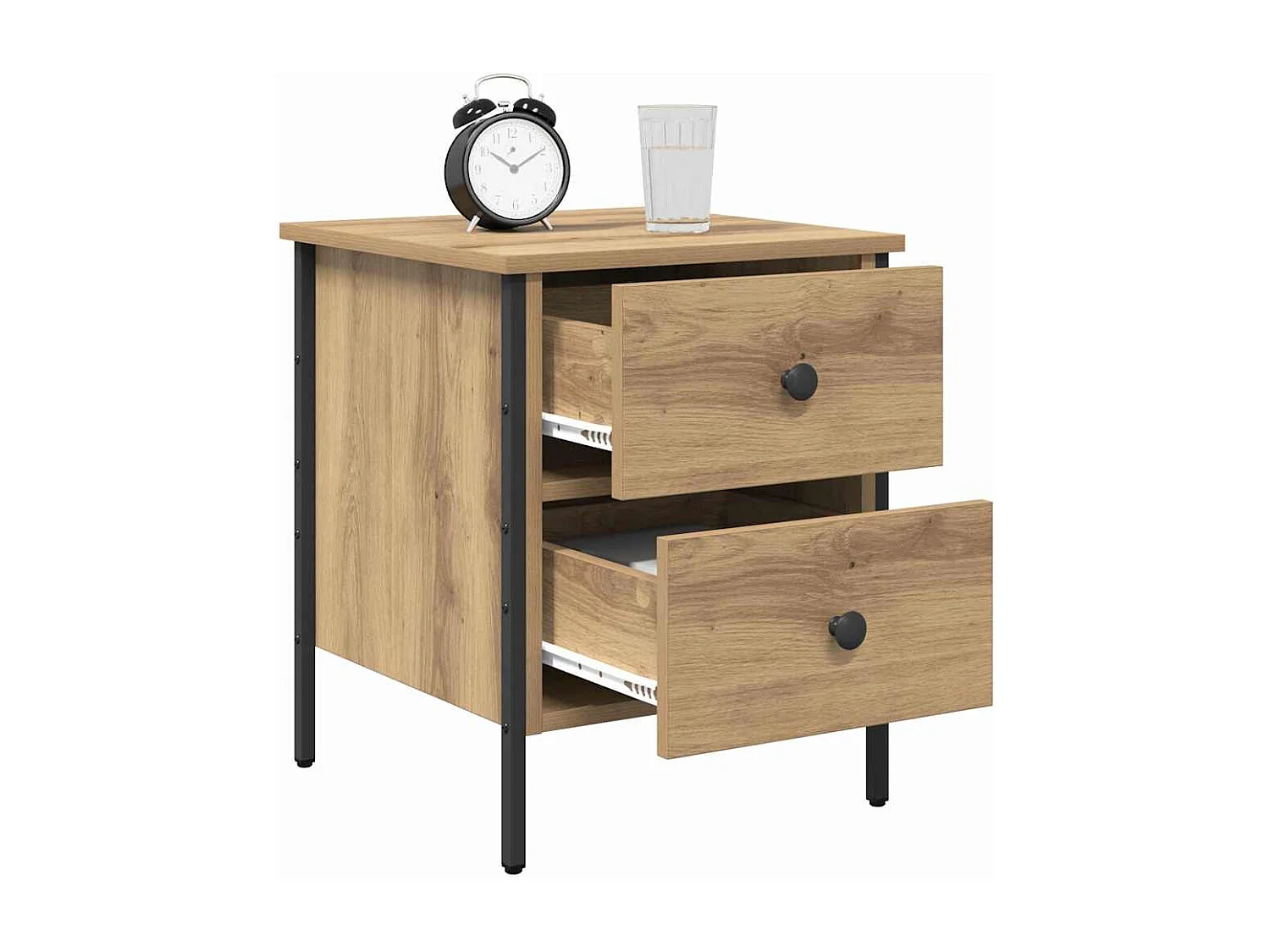 Mesita de Noche | Mesa auxiliar con cajón Roble artisan 40x42x50 cm