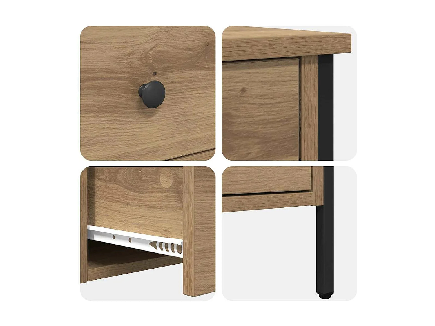 Mesita de Noche | Mesa auxiliar con cajón Roble artisan 40x42x50 cm