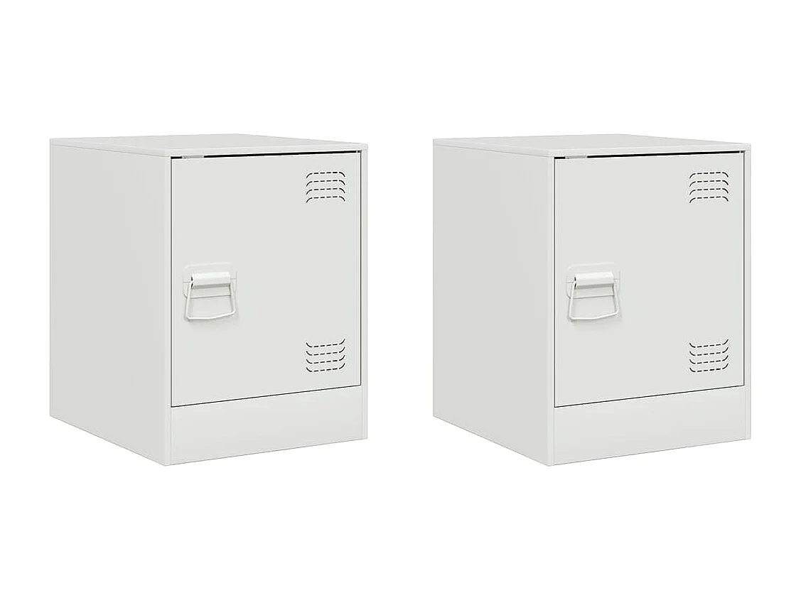 Nachttisch 2er Set-Beistelltisch-Nachttischkommode Weiß 34,5x39x44 cm Stahl SHL95199