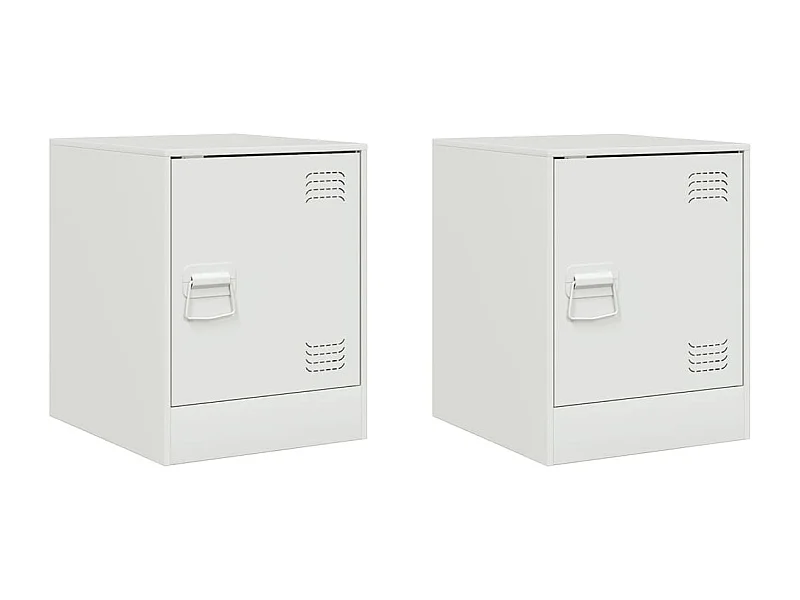 Tables de chevet lot de 2 avec rangement blanc 34,5x39x44 cm acier