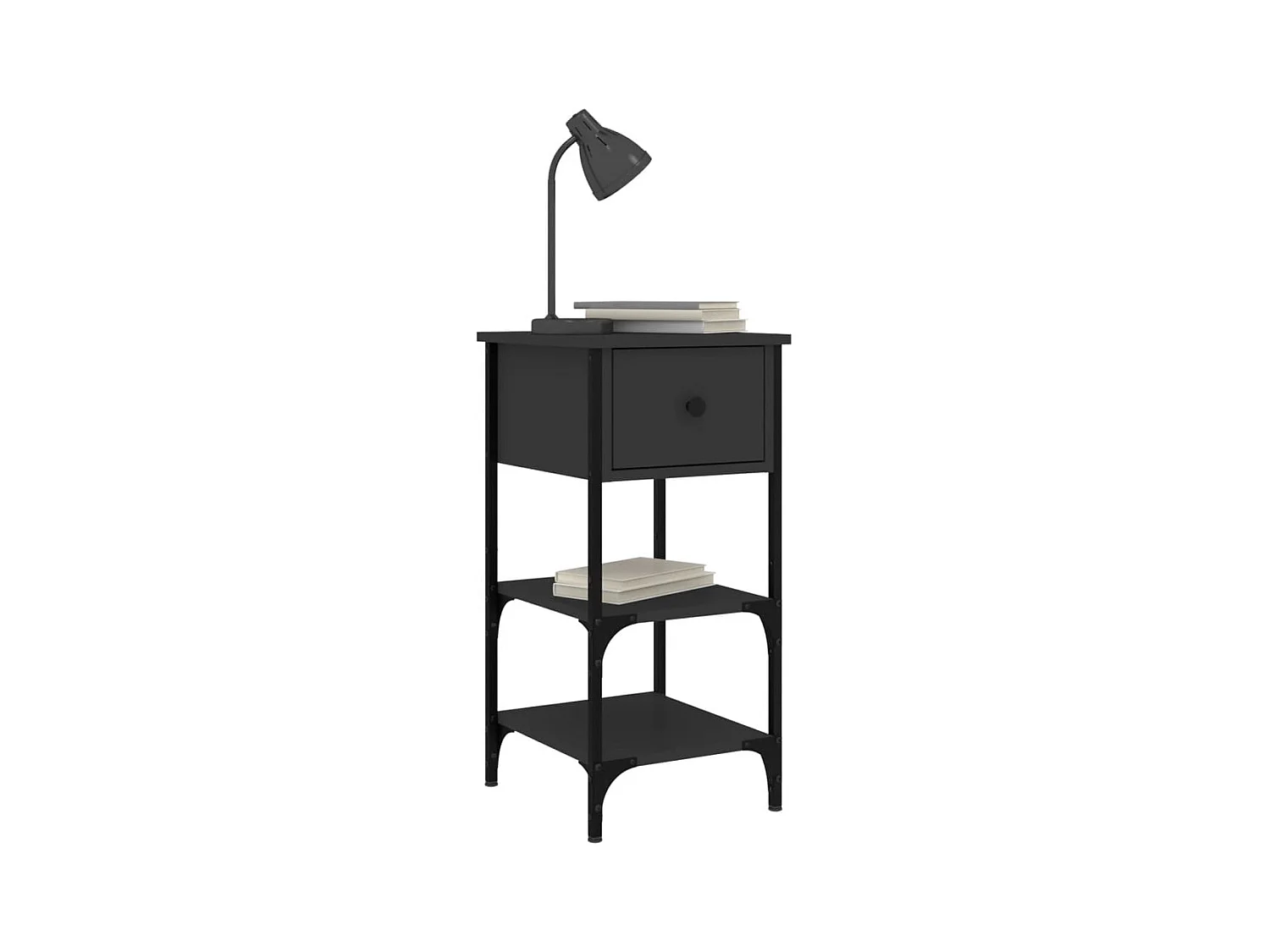 Mesitas de noche | Mesilla de noche 2 uds madera de ingeniería negro 34x36x70 cm