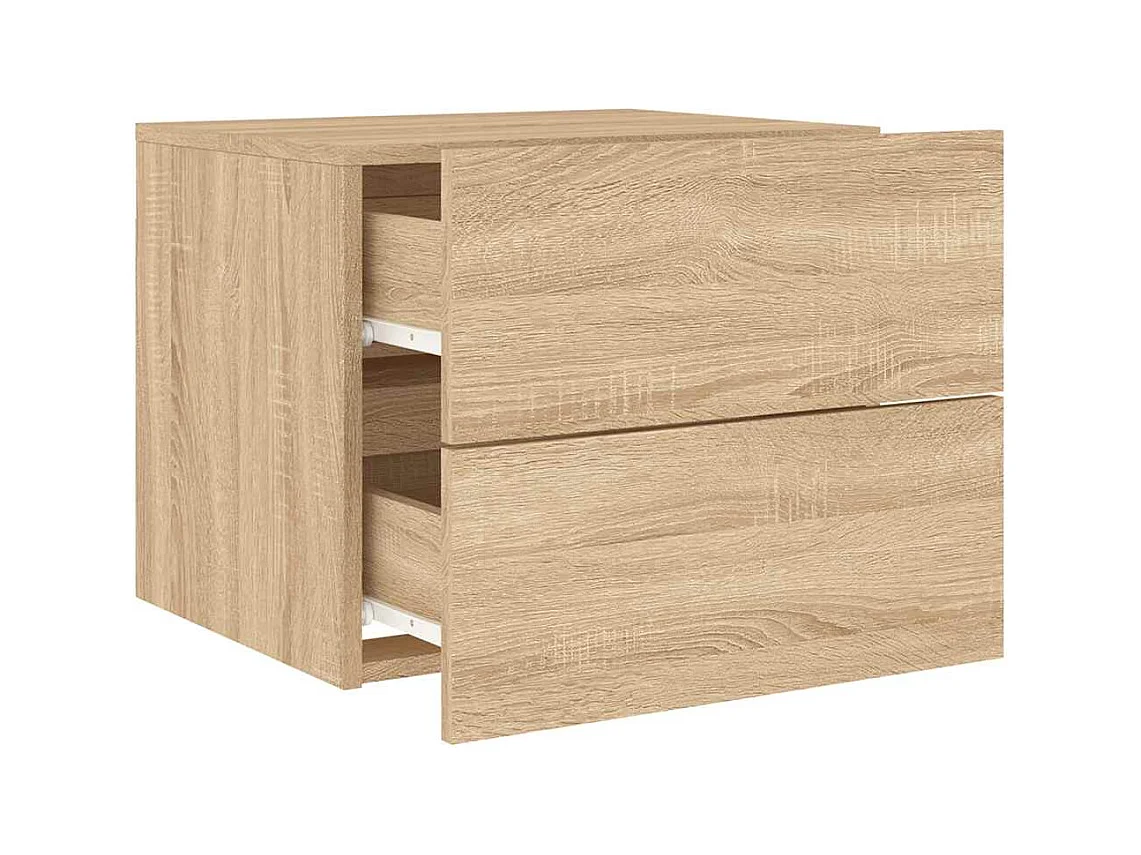 Mesita de noche | Mesilla de noche de pared con luces LED roble Sonoma