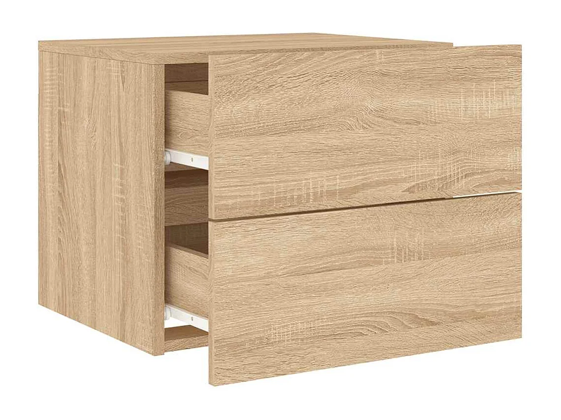 Mesita de noche | Mesilla de noche de pared con luces LED roble Sonoma