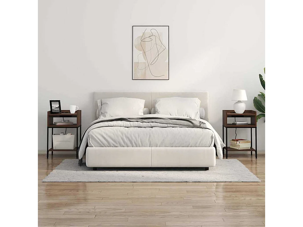 Mesa de Noche | Mesita de noche Marrón roble 40x40x61 cm Madera contrachapada