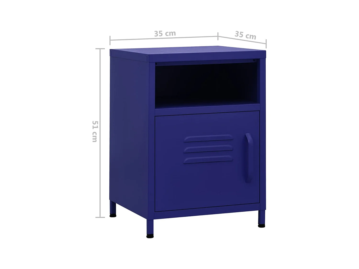 Mesita de noche | Mesilla de noche acero azul marino 35x35x51 cm