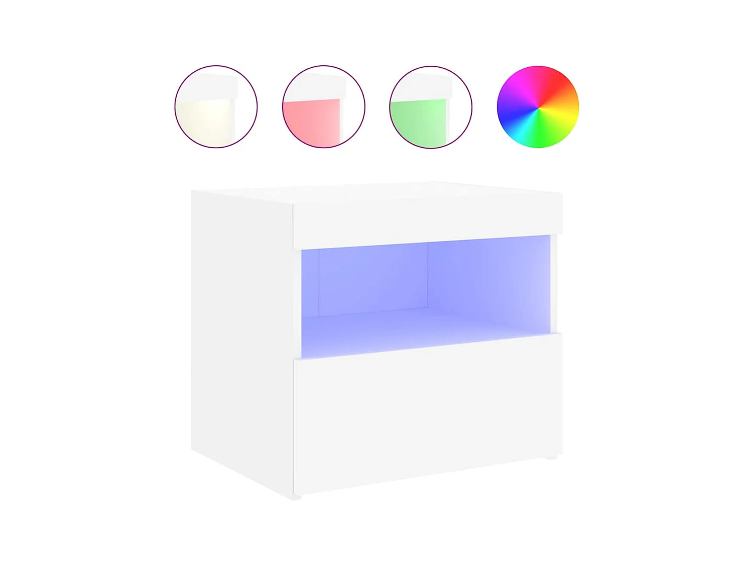 Mesita de noche | Mesilla de noche con luces LED blanco 50x40x45 cm