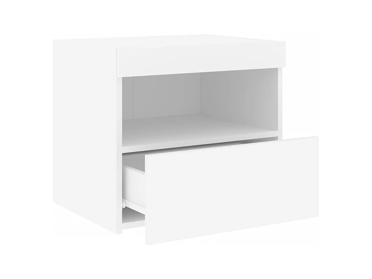 Mesita de noche | Mesilla de noche con luces LED blanco 50x40x45 cm