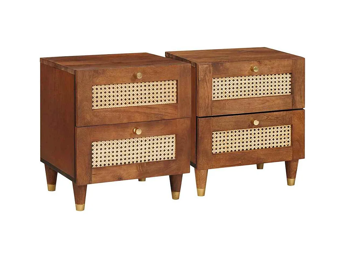 Mesas de noche | Mesa auxiliar | Mesita de noche con cajón 2 uds. 40x33.5x46 cm