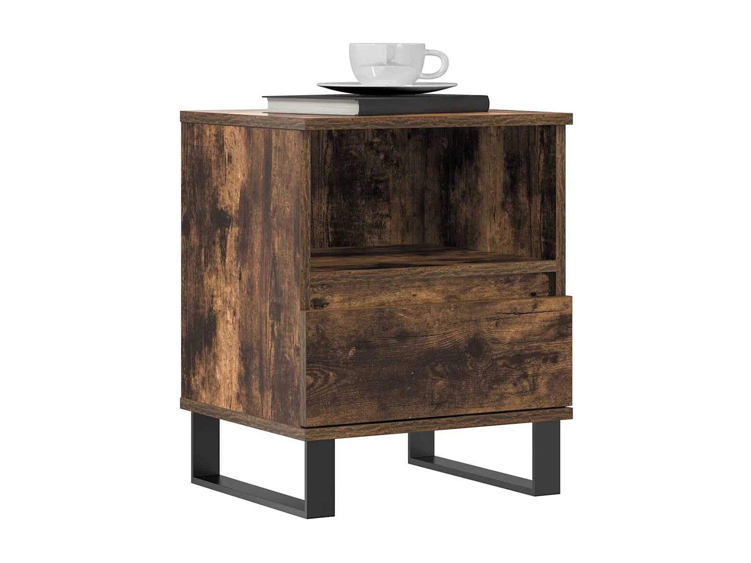 Nachttisch-Beistelltisch Räuchereiche 40x35x50 cm Holzwerkstoff SHL4984