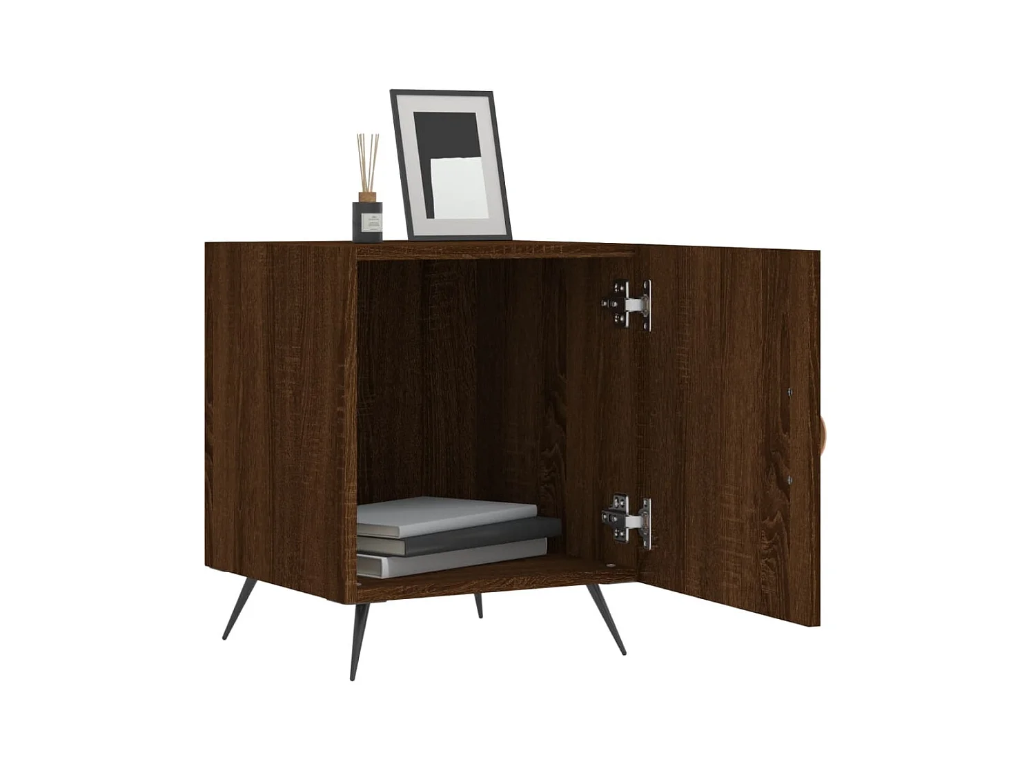 Mesa de Cabeceira Moderna 2 peças 40x40x50cm deriv. madeira carvalho castanho