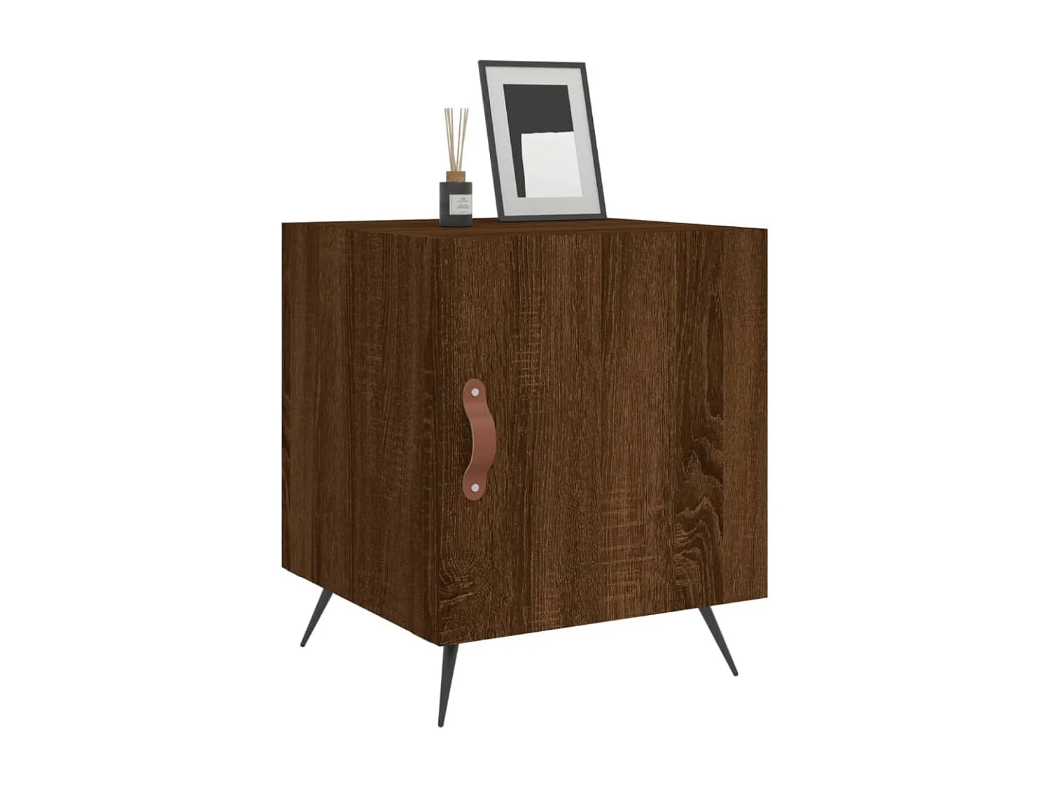 Nachttisch 2er Set-Beistelltisch-Nachttischkommode Braun Eichen-Optik 40x40x50 cm Holzwerkstoff SHL16517