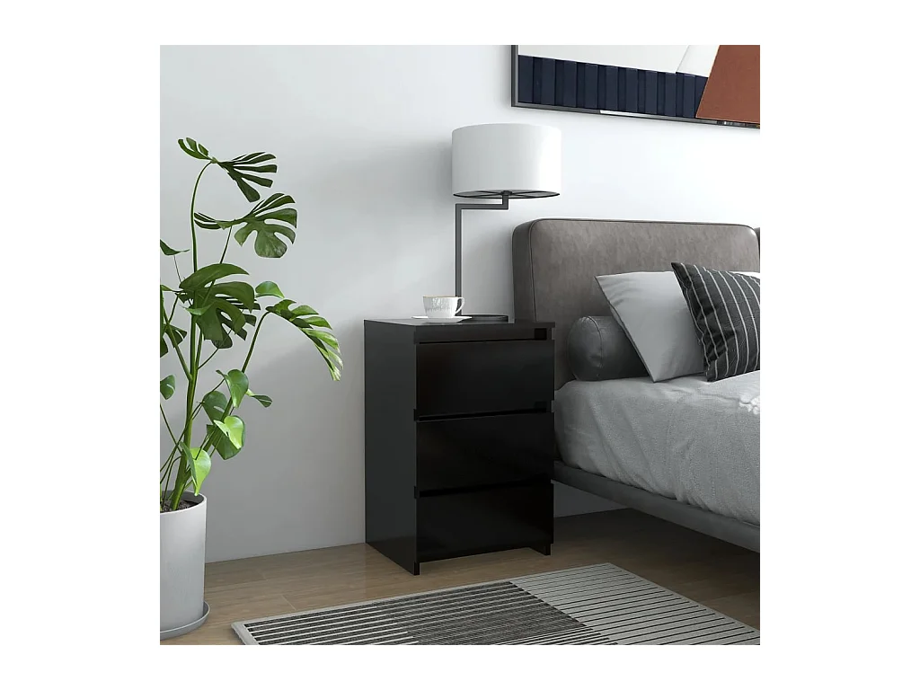 Mesitas de noche | Mesilla de noche 2 uds madera de ingeniería negro 40x35x62,5cm