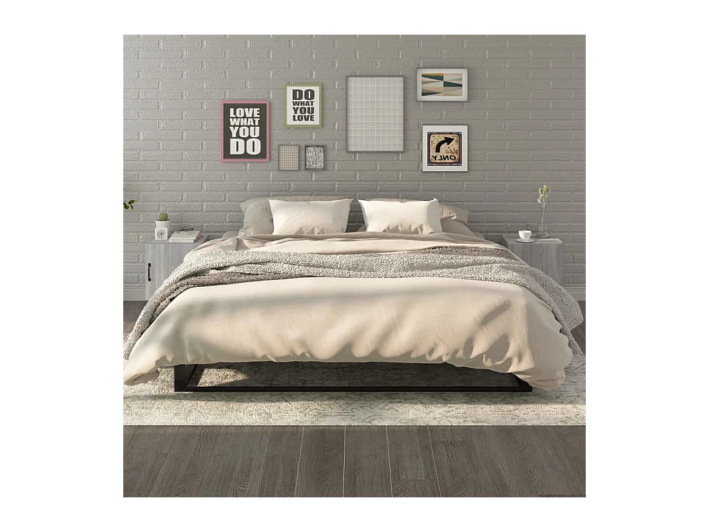 Mesitas de noche | Mesilla de noche 2 uds madera contrachapada gris Sonoma