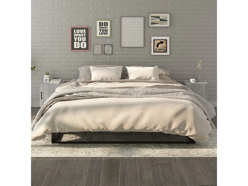 Nachttisch 2er Set-Beistelltisch-Nachttischkommode Grau Sonoma Holzwerkstoff SHL25098