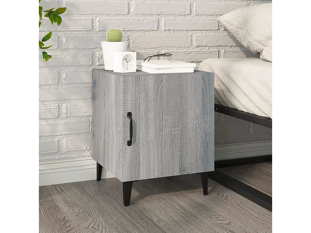 Nachttisch 2er Set-Beistelltisch-Nachttischkommode Grau Sonoma Holzwerkstoff SHL25098