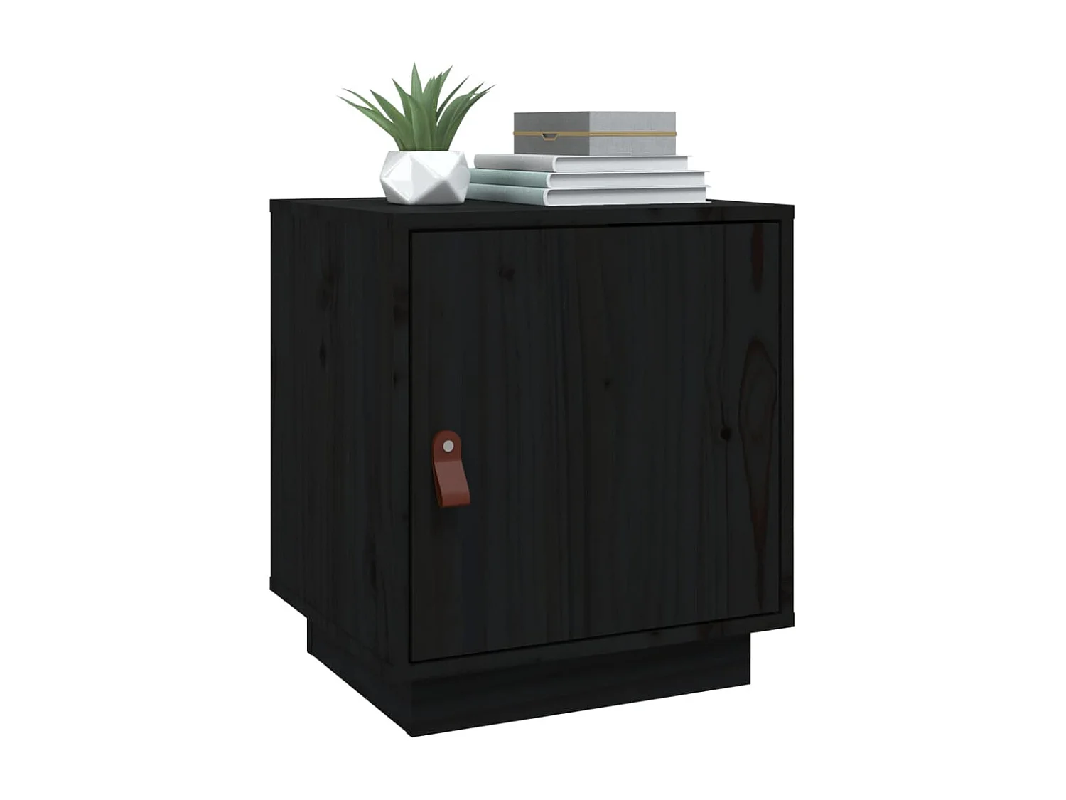 Mesita de noche | Mesilla de noche madera maciza de pino negro 40x34x45 cm